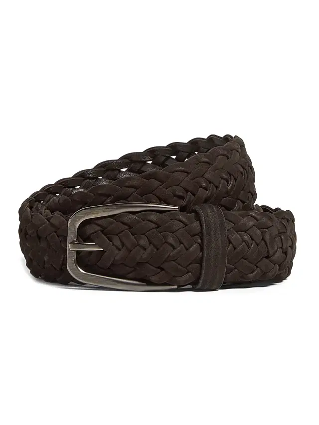 Zegna Men's Braided Leather Belt