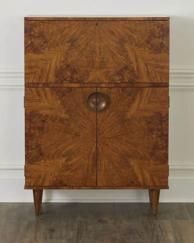 Arteriors Manhattan Burlwood Bar Cabinet