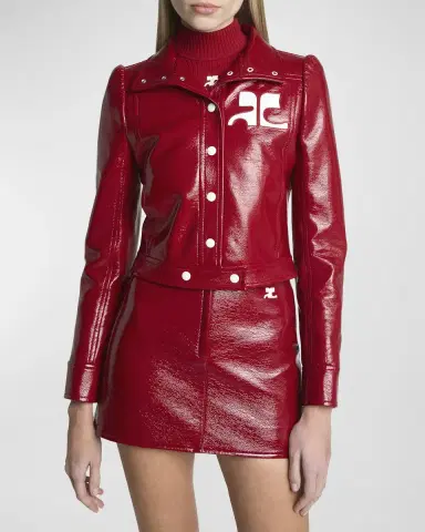 Courrèges Textured Vinyl Crop Jacket | Thumbnail 4 Courrèges Textured Vinyl Crop Jacket | Thumbnail 4