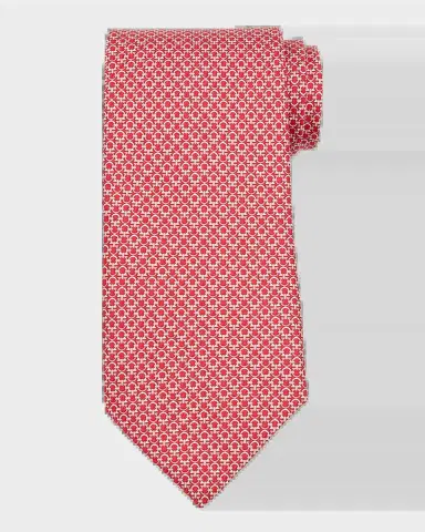 Ferragamo Men's Interlocking Gancini Silk Tie | Thumbnail 2
