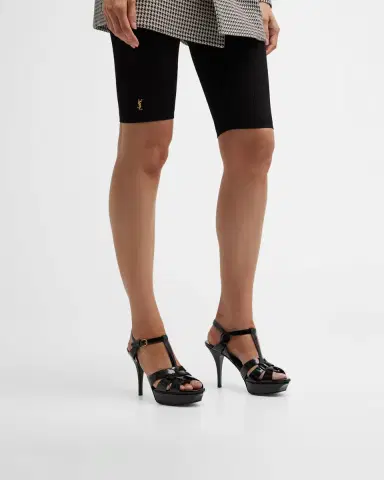 Saint Laurent Tribute Patent T-Strap Platform Sandals | Thumbnail 2 Saint Laurent Tribute Patent T-Strap Platform Sandals | Thumbnail 2