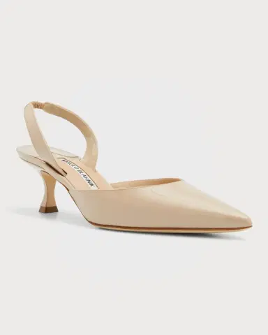 Manolo Blahnik Carolyne Kitten-Heel Halter Pumps | Thumbnail 3