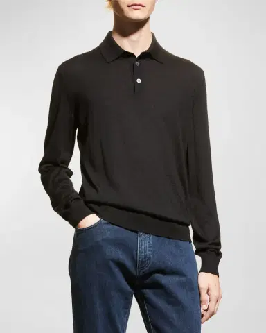 ZEGNA Men's Cashmere-Silk Polo Sweater | Thumbnail 4