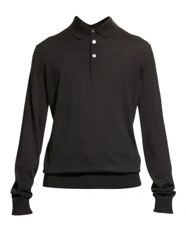 ZEGNA Men's Cashmere-Silk Polo Sweater | Thumbnail 1