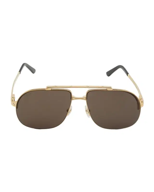 Cartier Men 's Metal Double-Bridge Aviator Sunglasses