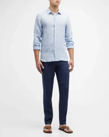 Orlebar Brown Men's Giles Linen Sport Shirt | Thumbnail 2