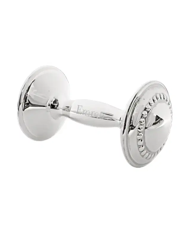 Cunill America Personalized Beaded Rattle Sterling Silver Barbell