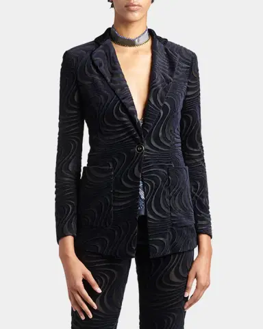 Giorgio Armani Swirl Jacquard Jersey Single-Breasted Blazer Jacket | Thumbnail 3 Giorgio Armani Swirl Jacquard Jersey Single-Breasted Blazer Jacket | Thumbnail 3