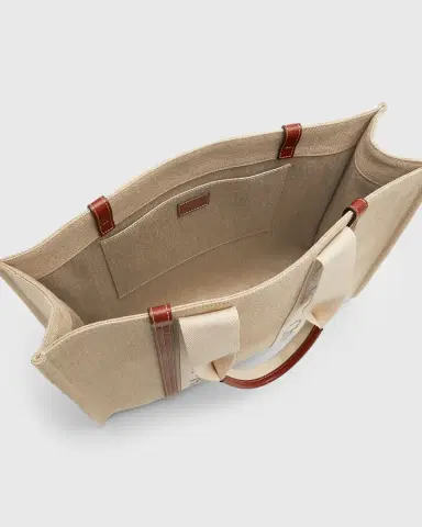 Chloé Woody Large Tote Bag in Linen | Thumbnail 2 Chloé Woody Large Tote Bag in Linen | Thumbnail 2