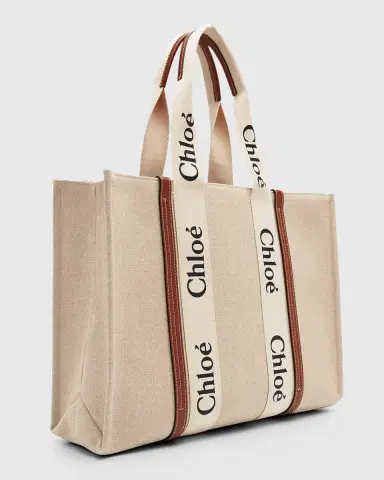 Chloé Woody Large Tote Bag in Linen | Thumbnail 6 Chloé Woody Large Tote Bag in Linen | Thumbnail 6