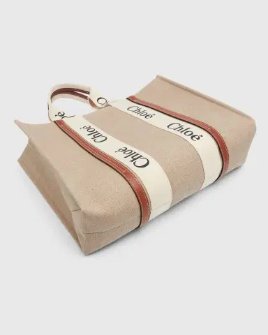 Chloé Woody Large Tote Bag in Linen | Thumbnail 7 Chloé Woody Large Tote Bag in Linen | Thumbnail 7