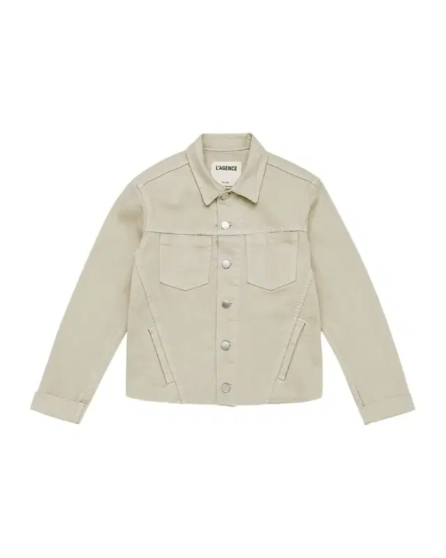 L 'Agence Janelle Slim Cropped Jean Jacket with Raw Hem