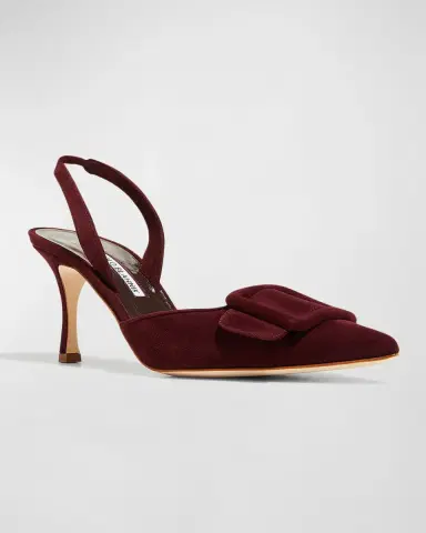 Manolo Blahnik Maysli Suede Buckle Halter Pumps | Thumbnail 4
