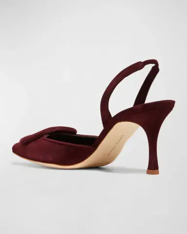 Manolo Blahnik Maysli Suede Buckle Halter Pumps | Thumbnail 6