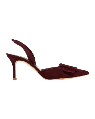Manolo Blahnik Maysli Suede Buckle Halter Pumps | Thumbnail 1