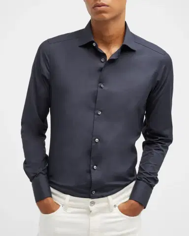 Zegna Men's Trofeo Comfort Cotton Shirt | Thumbnail 6 Zegna Men's Trofeo Comfort Cotton Shirt | Thumbnail 6