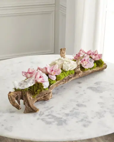 T & C Floral Company Preserved Roses and Amethyst in Elongated Wood Log - 9" | Thumbnail 2 T & C Floral Company Preserved Roses and Amethyst in Elongated Wood Log - 9" | Thumbnail 2
