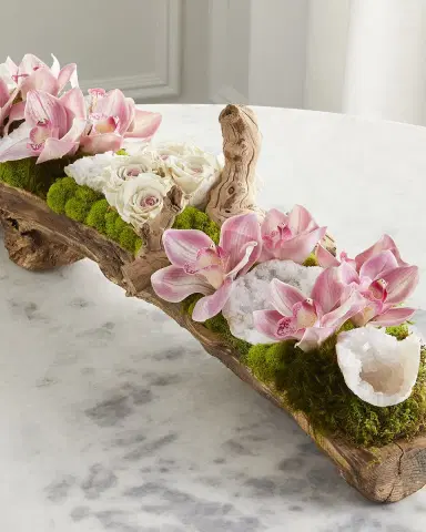 T & C Floral Company Preserved Roses and Amethyst in Elongated Wood Log - 9" | Thumbnail 3 T & C Floral Company Preserved Roses and Amethyst in Elongated Wood Log - 9" | Thumbnail 3