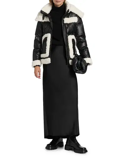 Mercer Collective Women's Faux-Shearling-Trim Down Puffer Coat - Black | Thumbnail 2