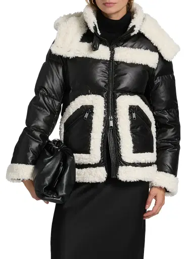 Mercer Collective Women's Faux-Shearling-Trim Down Puffer Coat - Black | Thumbnail 3