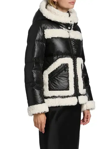 Mercer Collective Women's Faux-Shearling-Trim Down Puffer Coat - Black | Thumbnail 4