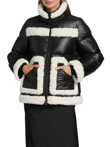 Mercer Collective Women's Faux-Shearling-Trim Down Puffer Coat - Black | Thumbnail 6
