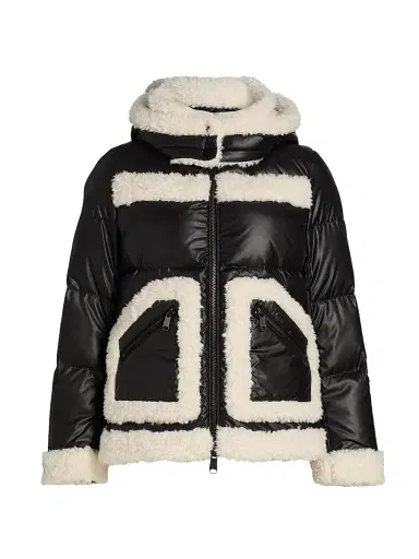 Mercer Collective Women's Faux-Shearling-Trim Down Puffer Coat - Black | Thumbnail 1