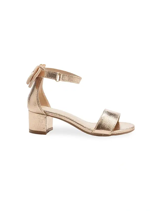 Tulleen Little Girl's & Girl's Metallic Banded Block Heels - Gold 7 (Child)