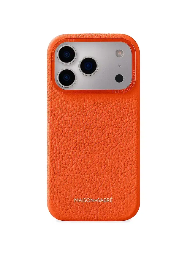 Maison de Sabre Leather Phone Case (iPhone 17 Pro Max) - Manhattan Orange