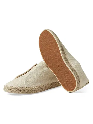 Zegna Men's Linen Blend and Leather Triple Stitch Espadrilles - Off White - Size 9.5 | Thumbnail 4 Zegna Men's Linen Blend and Leather Triple Stitch Espadrilles - Off White - Size 9.5 | Thumbnail 4