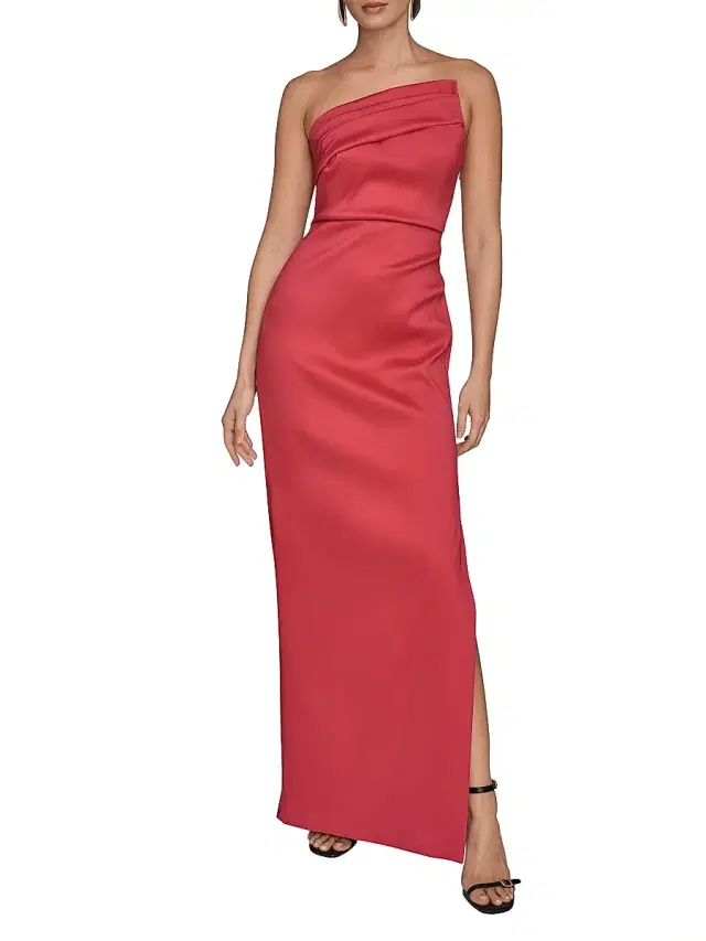 Donna Karan New York Women's Asymmetric Stretch-Mikado Gown - Magenta