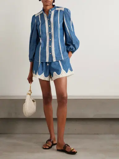 Zimmermann Awaken Lace-trimmed Denim Shirt | Thumbnail 2