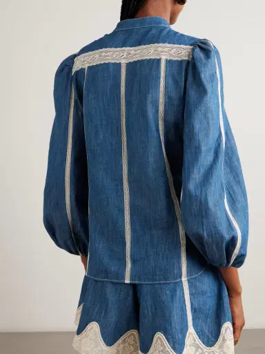 Zimmermann Awaken Lace-trimmed Denim Shirt | Thumbnail 3