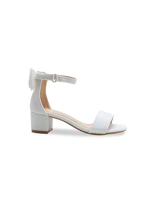 Little Girl's and Girl's Glitter Banded Block Heels - White 7 (Child)