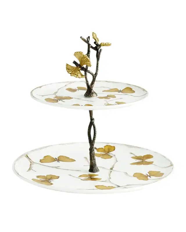 Michael Aram Butterfly Ginkgo 2-Tier Porcelain Etagere