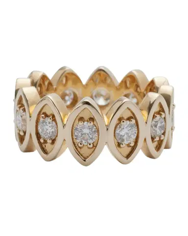Sydney Evan 14K Yellow Gold and Diamond Marquise Eye Eternity Ring | Thumbnail 1