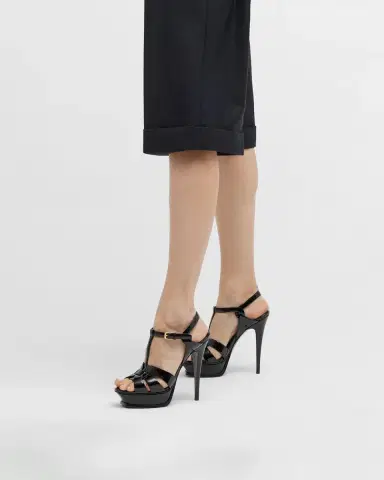Saint Laurent Tribute Patent T-Strap Platform Sandals | Thumbnail 2 Saint Laurent Tribute Patent T-Strap Platform Sandals | Thumbnail 2