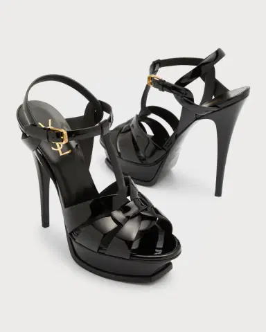 Saint Laurent Tribute Patent T-Strap Platform Sandals | Thumbnail 8 Saint Laurent Tribute Patent T-Strap Platform Sandals | Thumbnail 8