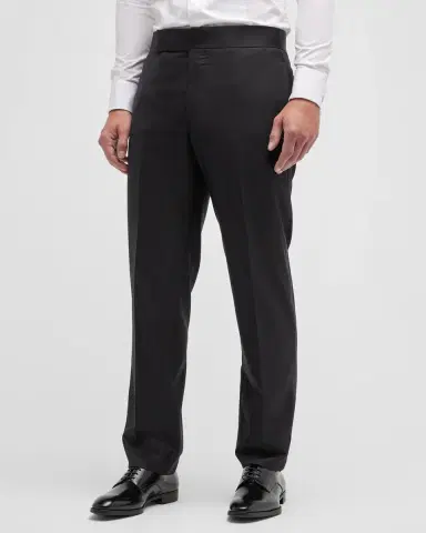 Giorgio Armani Men 's Tonal Wool-Blend Tuxedo Pants | Thumbnail 2 Giorgio Armani Men 's Tonal Wool-Blend Tuxedo Pants | Thumbnail 2