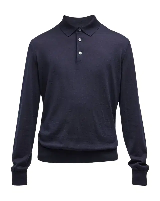 Men 's Cashmere-Silk Polo Sweater