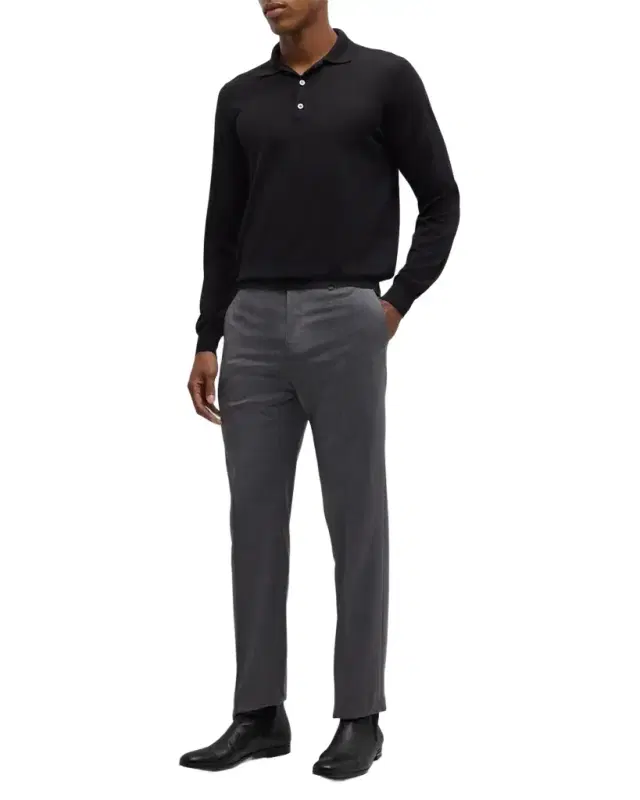 Men 's Cashmere-Silk Long-Sleeve Polo Sweater