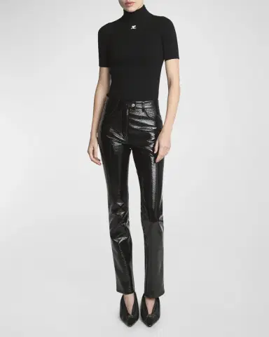 Courrèges Mock-Neck Short-Sleeve Rib Pullover | Thumbnail 3 Courrèges Mock-Neck Short-Sleeve Rib Pullover | Thumbnail 3