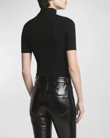 Courrèges Mock-Neck Short-Sleeve Rib Pullover | Thumbnail 6 Courrèges Mock-Neck Short-Sleeve Rib Pullover | Thumbnail 6