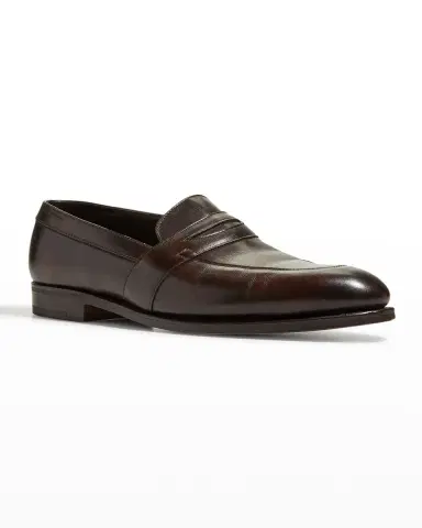 John Lobb Men's Adley Leather Penny Loafers | Thumbnail 2