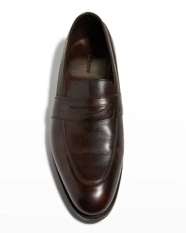 John Lobb Men's Adley Leather Penny Loafers | Thumbnail 3