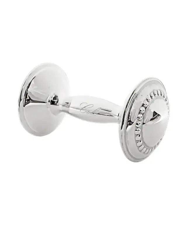 Cunill America Personalized Beaded Rattle Sterling Silver Barbell