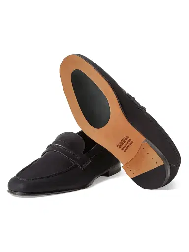 Zegna Men's Secondskin Mocassin Loafers - Navy Blue - Size 12 | Thumbnail 3 Zegna Men's Secondskin Mocassin Loafers - Navy Blue - Size 12 | Thumbnail 3