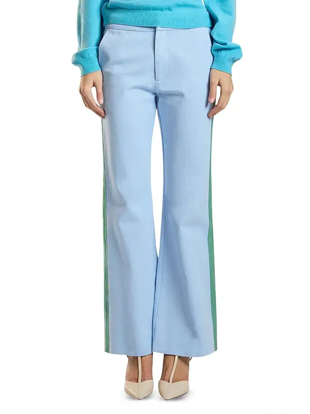 Cynthia Rowley Women's Riley Side-Stripe Cotton Flared Crop Pants - Blue
