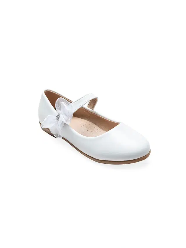 Baby Girl's Haile Rhinestone Flower Flats - White 10 (Toddler)