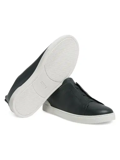 ZEGNA Men's Secondskin Triple Stitch Sneakers - Deep Green | Thumbnail 4